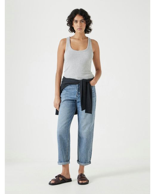 Hush Blue Scoop Neck Ribbed Vest