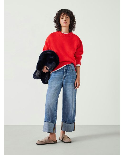 Hush Red Cora Chunky Cashmere Crew Jumper
