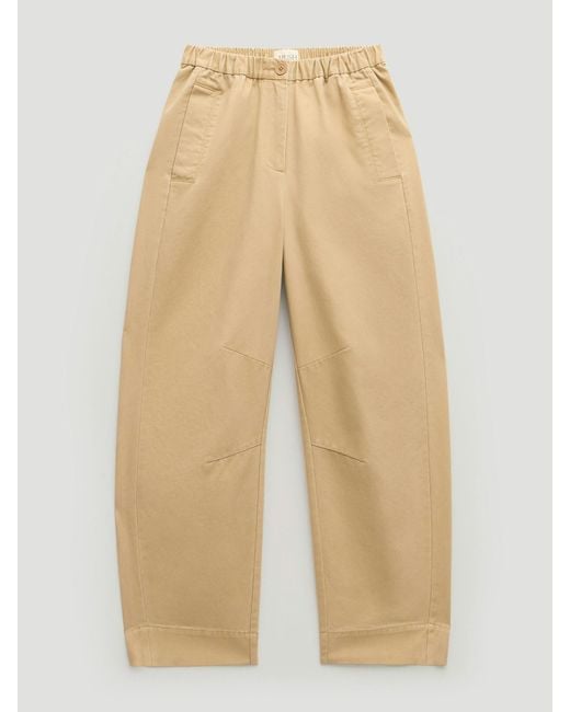 Hush Natural Jack Barrel Leg Pull On Cotton Trousers