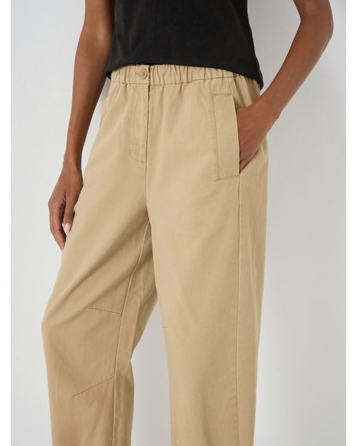 Hush Natural Jack Barrel Leg Pull On Cotton Trousers