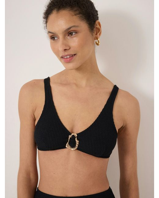 Hush Natural Hammered Trim Crinkle Bikini Top