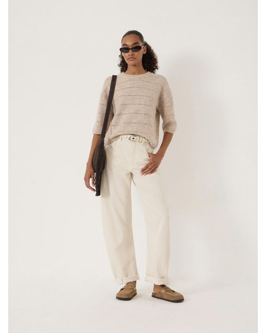 Hush Natural Arlette Pointelle Stitch Knitted Tee