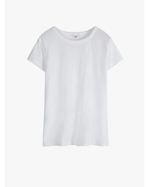 Hush White Slim Fit Slub Crew T-Shirt
