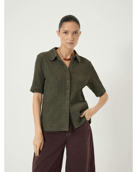 Hush Green Kinsley Textured Jersey Polo Top