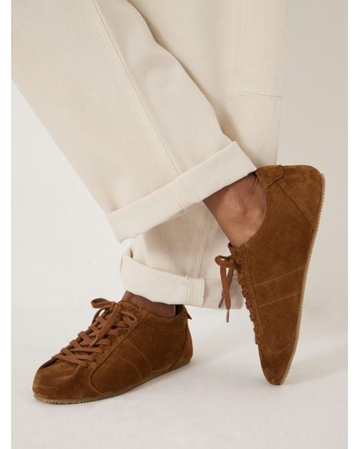 Hush Brown Florae Suede Slimline Trainer