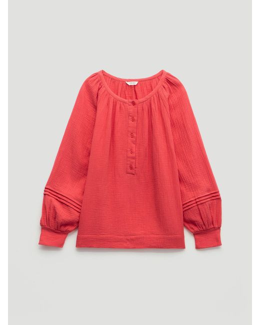 Hush Red Rhea Cotton Cheesecloth Blouse