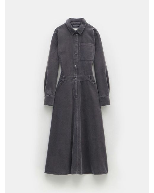 Hush Gray Bella Corduroy Long Sleeve Maxi Dress