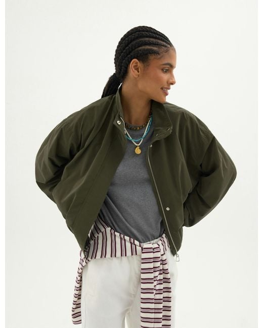 Hush Green Maple Cosy Lining Bubble Hem Jacket