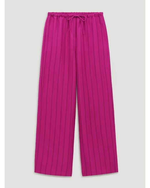 Hush Pink Aderyn Stripe Linen Blend Trousers