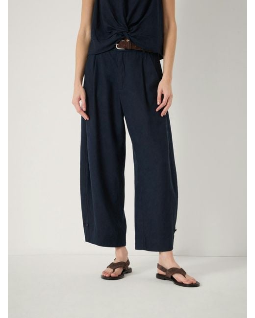 Hush Blue Dania Linen Blend Barrel Leg Trousers