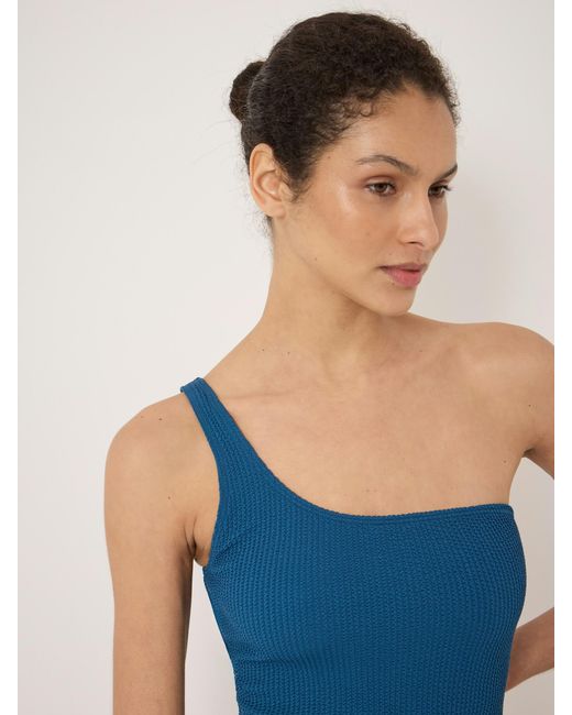 Hush Blue One Shoulder Crinkle Swimsuit