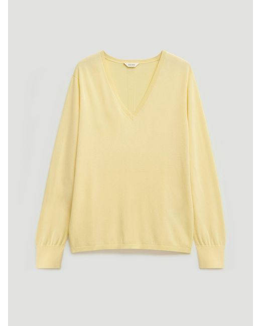 Hush Natural Louise Relaxed V Neck Knitted Long Sleeve Top
