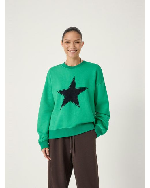 Hush Green Star Graphic Towelling Sweatshirt