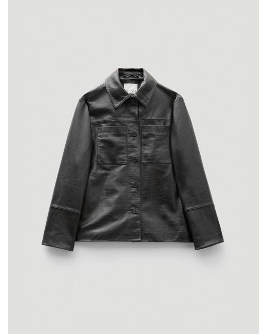 Hush Red Kelly Croc Effect Leather Barn Jacket