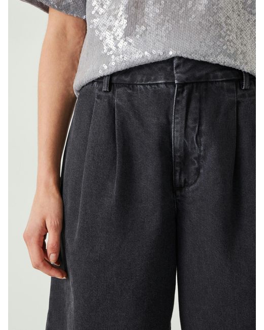 Hush Black Lya Cropped Denim Bermuda Shorts