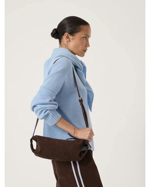 Hush Blue Suede Barrel Bag