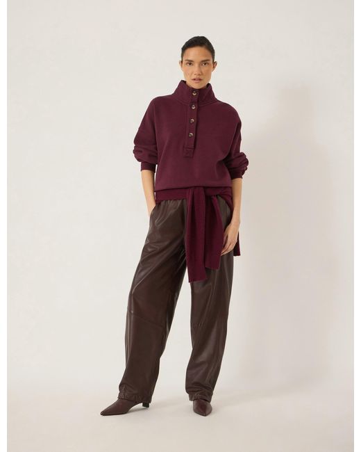 Hush Brown Zora Leather Hem Detail Trousers