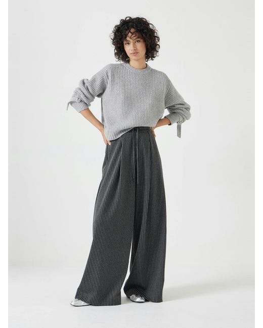 Hush Gray Tie And Buckle Detail Textured Knitted Jumper