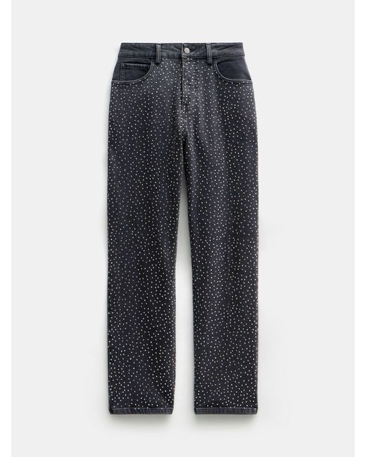 Hush Blue Alex Slim Straight Leg Rhinestone Denim Jeans