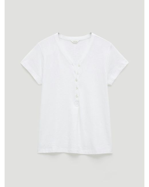 Hush White Roe Cotton Slub Henley T-Shirt