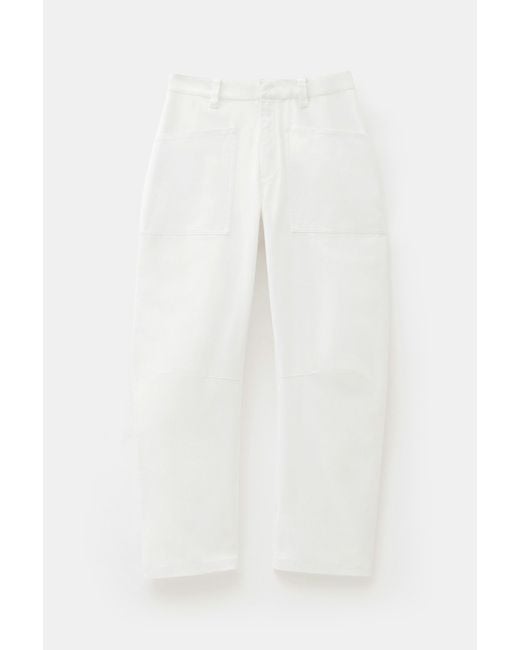 Hush White Cordi Barrel Leg Cotton Trousers