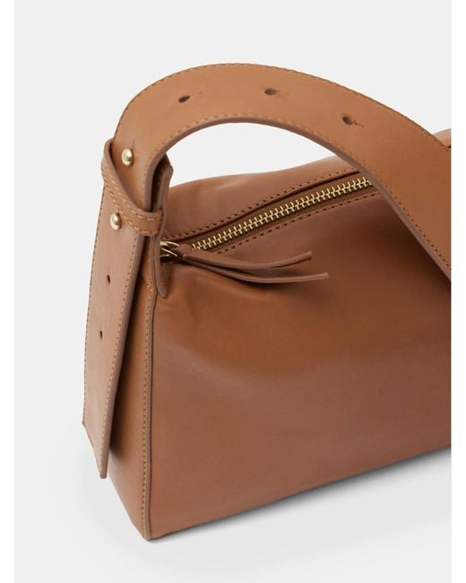 Hush Brown Cleo Minimal Leather Crossbody Bag