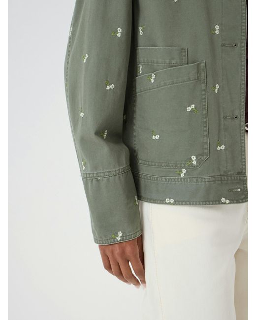 Hush Green Emery Embroidered Cotton Utility Jacket