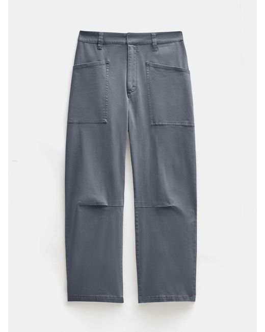 Hush Blue Cordi Barrel Leg Cotton Trousers