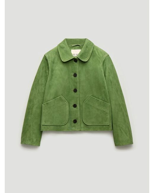 Hush Green Shaw Suede Jacket