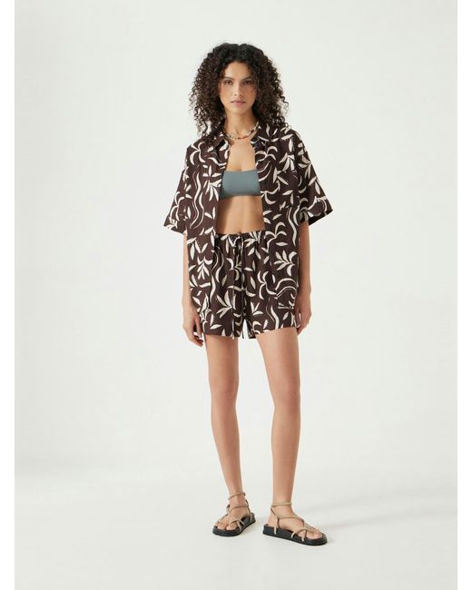 Hush Natural Printed Linen Blend Shorts