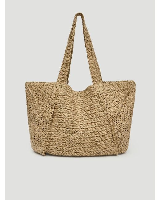 Hush Orange Aster Raffia Panel Tote Bag
