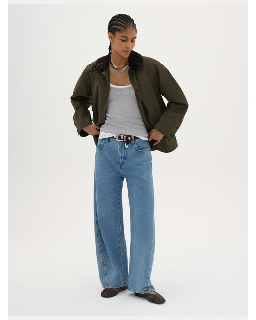 Hush Green Nerina Leopard Collar Cotton Barn Jacket