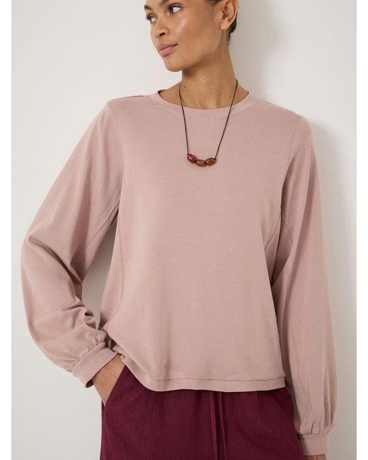 Hush Red Elodie Puff Detail Cuff Cotton Top