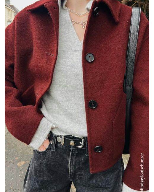 Hush Red Pure Wool Double Faced Jacket