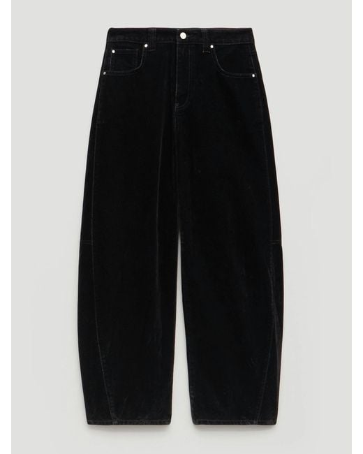 Hush White Velvet Cropped Bree Barrel Leg Jeans