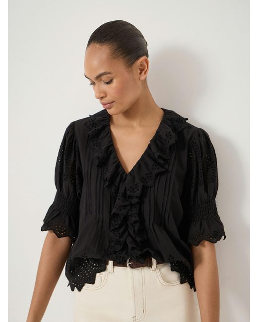 Hush Black Koa Cotton Broderie Blouse