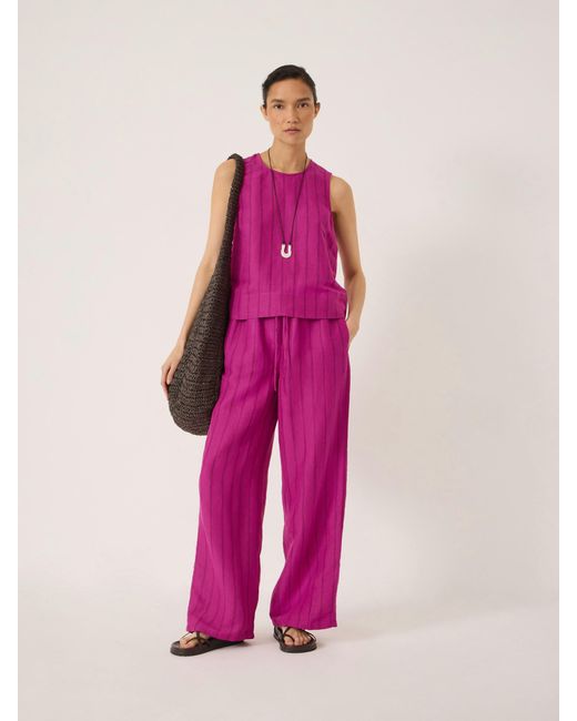 Hush Pink Vera Stripe Linen Blend Shell Top