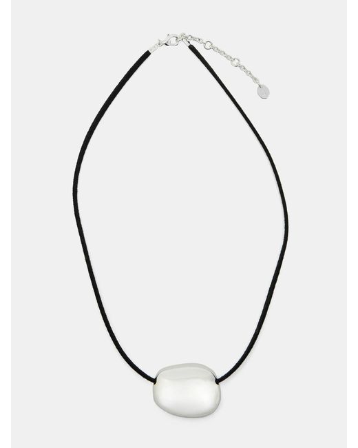 Hush Metallic Pebble Pendant Cord Necklace