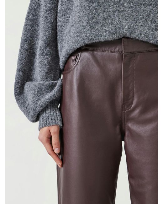 Hush Gray Colette Leather Straight Leg Trouser