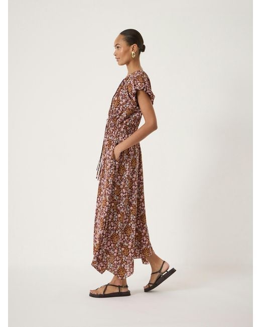 Hush Natural Zuri Short Bubble Sleeve Printed Dress