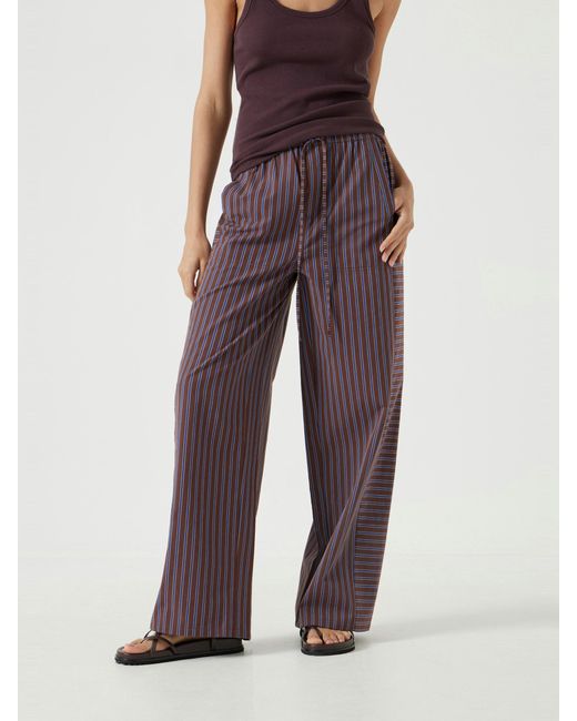 Hush Brown Cotton Stripe Pull On Trousers