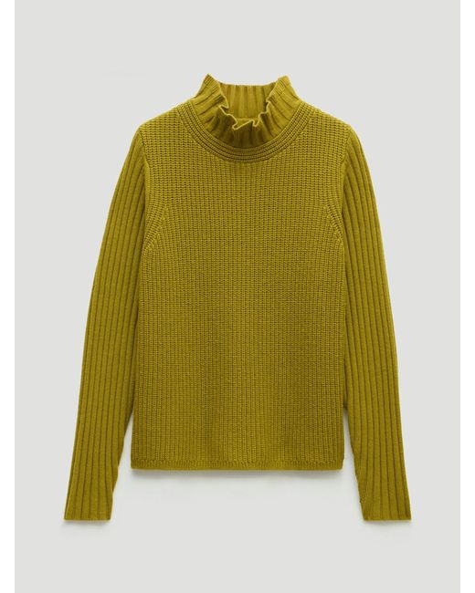 Hush Green Kiley Wool Blend Frill Trim Jumper