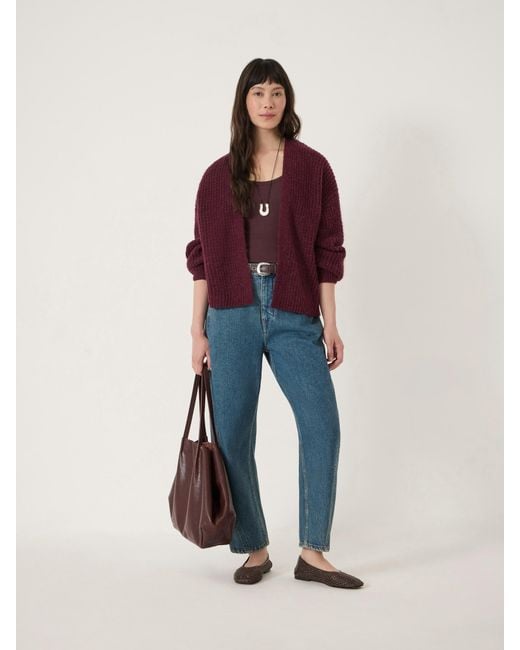 Hush Red Flossie Waffle Stitch Knitted Cardigan