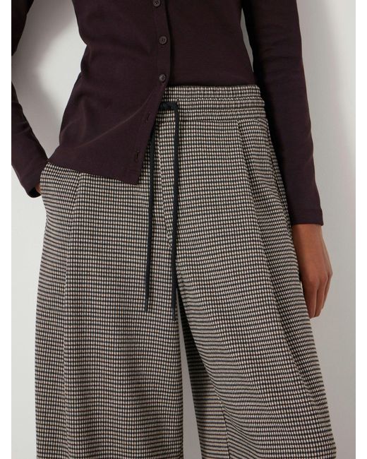Hush Black Check Wide Leg Jersey Trousers