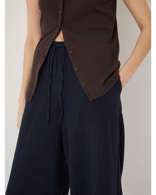 Hush Blue Cheesecloth Wide Leg Trousers