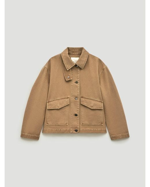 Hush Natural Elara Washed Cotton Funnel Neck Utility Jacket