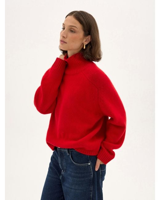 Hush Red Cora Cashmere Funnel Jumper