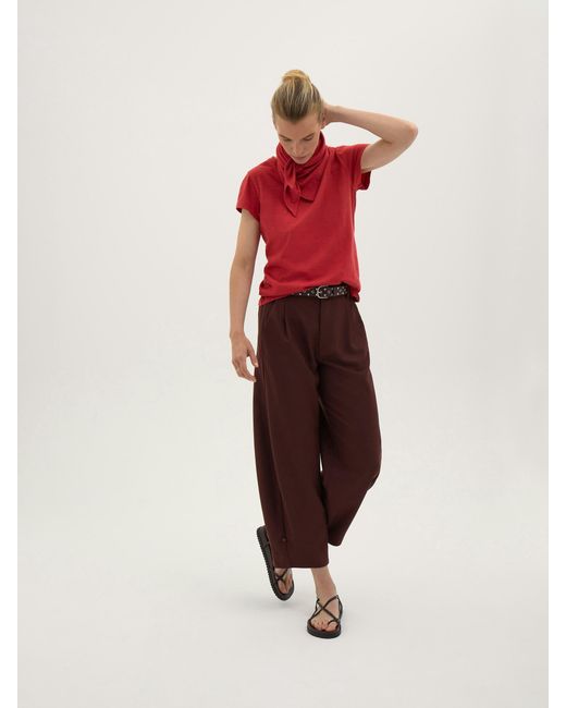 Hush Red Minna Slim Fit Slub T-Shirt With Scarf