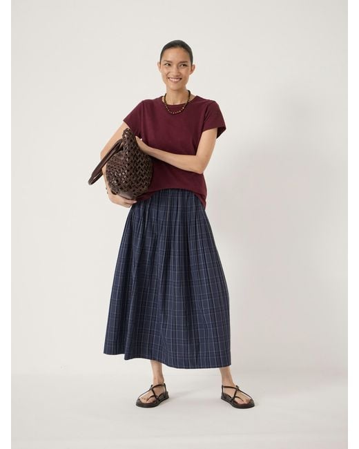 Hush Blue Maddie Pleated Check Midi Skirt