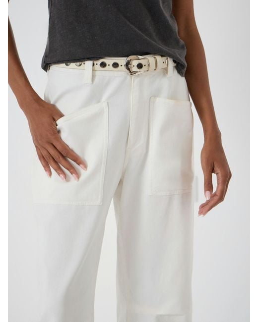 Hush White Cordi Barrel Leg Cotton Trousers
